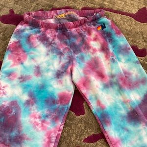 Womens small hand dyed sweatpants- turquoise